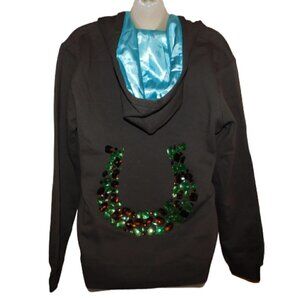 COWGIRL‎ HARDWARE Western Hoodie Horseshoe Bling Jacket sz M NWT